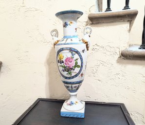 Tall Painted Ceramic Vase / Urn