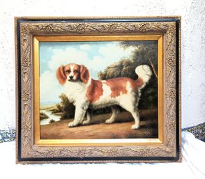 Framed Work On Canvas Of A Spaniel