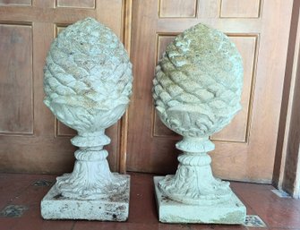 Pair Of 'acorn' Cast Concrete Decorative Elements