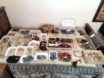 Large Lot Of Costume Jewelry Including Beads And Parts