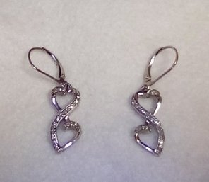 Sterling 925 Silver - 4.0 Grams - Pierced Earrings With Melee Diamonds & Secured With Lever Backs  TT/D3