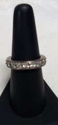 Sterling 925 Ring 5.1 Grams, Size 6-1/2 With Sparkling Facets All Around The Band  TT/D3