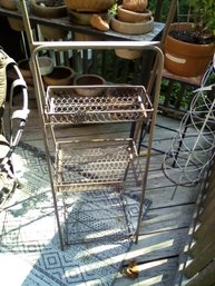 Metal Garden Stand With Three Tiers Of Fastened Boxes That Employ Chicken Wire (Deck)