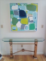 Beautiful Brass & Glass Top Console Table Dresses Up Your Space    DR