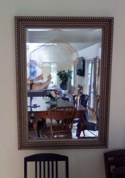 Stunning Large Beveled Mirror With Decorative Wood Frame   DR