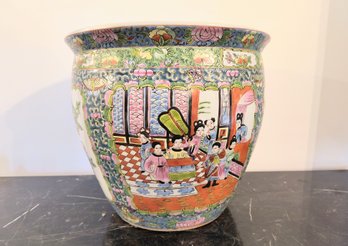 Large Chinese Painted Ceramic Planter/ Vase