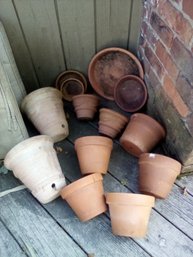 9 Assorted Terracotta Pots Various Sizes.  Deck