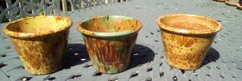 Trio Of Smith & Hawkins Glazed Terra Cotta One Of A Kind - Similar -  Flower Potts     Deck