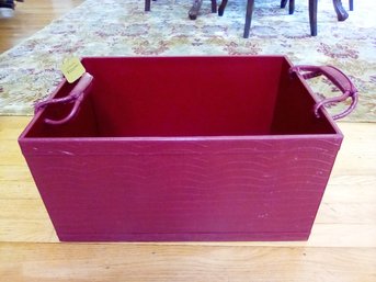 Tuscan Designs Large Red Storage Container With Handles - Leathery With Crocodile Like Pattern  LR