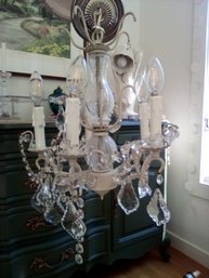 Gorgeous Crystal & White Metal Chandelier.         DR