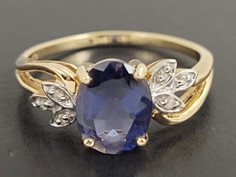 STUNNING 14K GOLD AMETHYST & DIAMOND RING