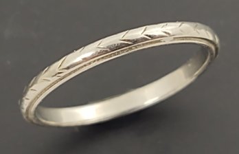 ANTIQUE ART DECO DESIGNER BELAIS 18K WHITE GOLD WHEAT DESIGN WEDDING BAND RING