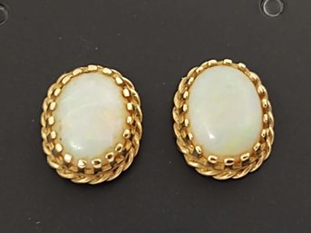 VINTAGE 14K GOLD OPAL EARRINGS