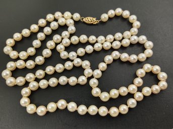 BEAUTIFUL 14K GOLD 6mm PEARL NECKLACE 30'