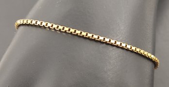 VINTAGE GOLD OVER STERLING SILVER 1.75mm BOX CHAIN BRACELET