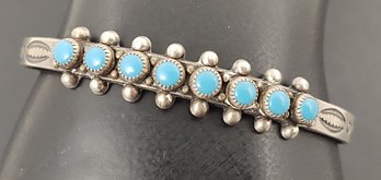 BELL TRADING POST NATIVE AMERICAN STERLING SILVER TURQUOISE CUFF BRACELET