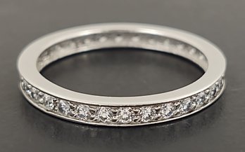 BEAUTIFUL STERLING SILVER CZ ETERNITY BAND RING