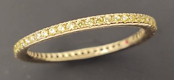 BEAUTIFUL GOLD OVER STERLING SILVER GREEN CZ ETERNITY BAND RING