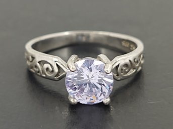 BEAUTIFUL STERLING SILVER LIGHT PURPLE CZ RING