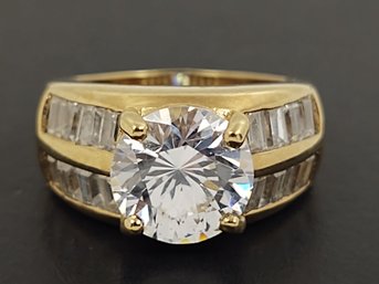 STUNNING GOLD OVER STERLING SIVLER CZ RING