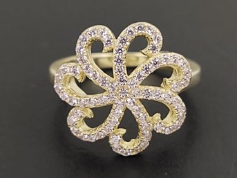 STUNNING GOLD OVER STERLING SILVER PINK CZ RING