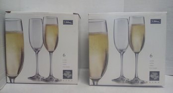 Two New Boxes Of Libbey Flutes, 11 Glasses, 8 Oz.  TT/E2