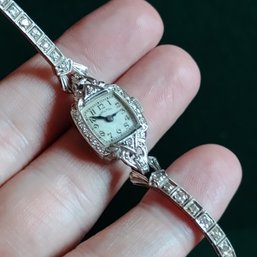 Stunning 14k White Gold Ladies Hamilton Watch With 14k Diamond Bracelet