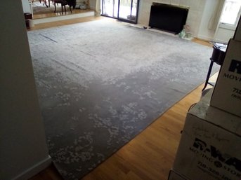 Custom Made Grey Wool Carpet, Hand Spun, Hand Knotted 16 X 16 Ft., Made In Kathmandu, Nepal