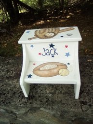 Juvenile Hand Painted Foot Stool From Renditions By Reesa, Mfg. 8/2013 Gar