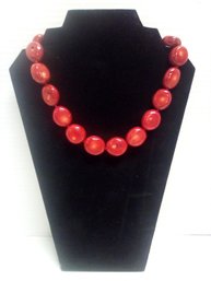 Stunning Red Coral Necklace Brightens Neckline On Any Attire - Still Has Tag On, Never Worn