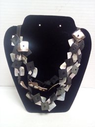 Chic Shell Chips Double Strand Necklace With Leather