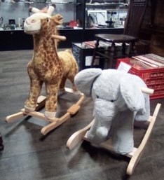 Pottery Barn Kids Plush Elephant Rocker & Charm Company Stuffed Giraffe Rocker RC/CV4