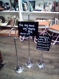 3 Chrome Free-standing Adjustable Display Holders With 2 Blackboard Signs. 212/WAD