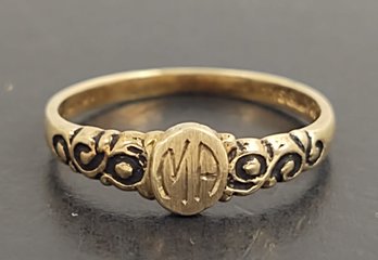 ANTIQUE VICTORIAN 10K GOLD CHILDS SIGNET RING INITIALS 'MA'