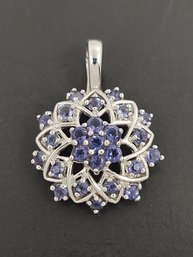 STUNNING 14K WHITE GOLD TANZANITE ENHANCER PENDANT