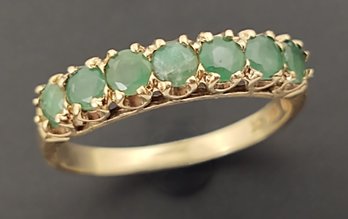 VINTAGE 10K GOLD 7 STONE EMERALD RING