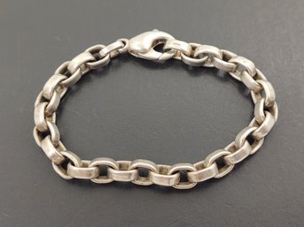 VINTAGE GERMANY STERLING SILVER OVAL ROLO LINK BRACELET