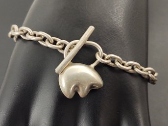 VINTAGE SOUTHWESTERN STERLING SILVER ROLO LINK FETISH BEAR TOGGLE BRACELET