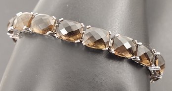 BEAUTIFUL STERLING SILVER SMOKY QUARTZ BRACELET