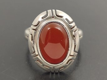 BEAUTIFUL MEXICAN STERLING SILVER CARNELIAN CABOCHON RING