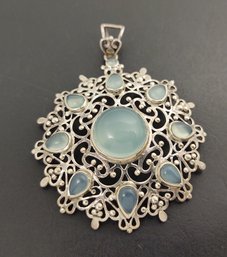 STUNNING DESIGNER DOUG PAULUS STERLING SILVER CHALCEDONY PENDANT