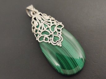 DESIGNER DOUG PAULUS STERLING SILVER MALACHITE PENDANT