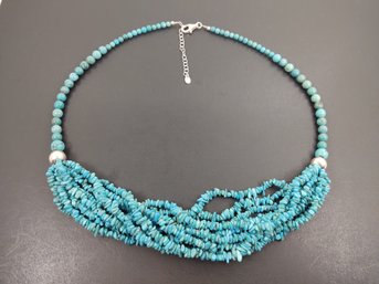 BEAUTIFUL DESIGNER SALLY C. STERLING SILVER TURQUOISE NECKLACE