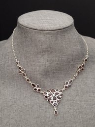 STUNNING DESIGNER DOUG PAULUS STERLING SILVER GARNET NECKLACE