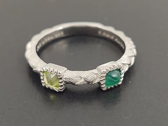 DESIGNER JUDITH RIPKA STERLING SILVER CHRYSOPRASE & PERIDOT STACKABLE RING