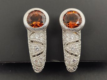 DESIGNER JUDITH RIPKA STERLING SILVER CITRINE EARRINGS