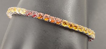 DESIGNER JUDITH RIPKA STERLING SILVER CITRINE TENNIS BRACELET