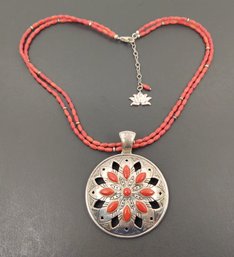 DESIGNER JEAN LIN SOUTHWESTERN STERLING SILVER CORAL NECKLACE