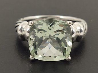 STUNNING STERLING SILVER GREEN AMETHYST RING