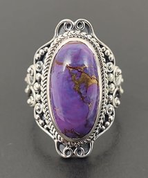 STUNNING SOUTHWESTERN STERLING SILVER PURPLE MOJAVE TURQUOISE RING